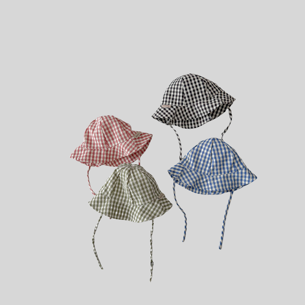 Ins Style Plaid Baby Bucket Ha - Sun Hat Wide Brim avis et prix