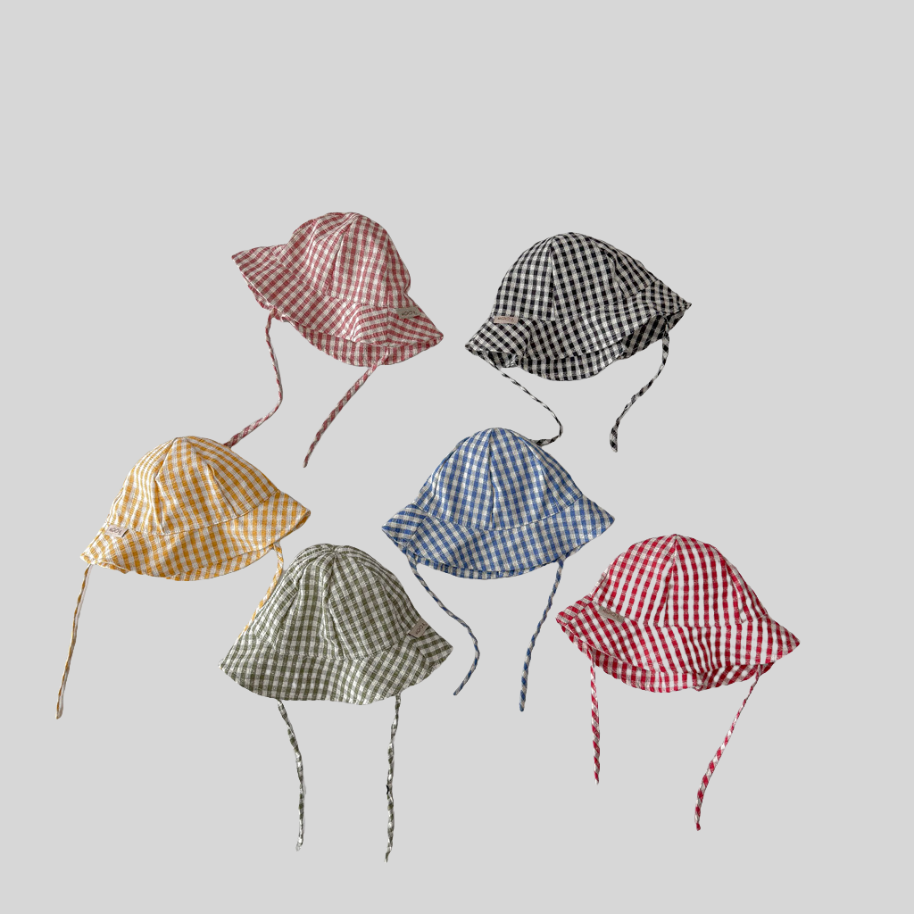 Ins Style Plaid Baby Bucket Ha - Sun Hat Wide Brim avis et prix